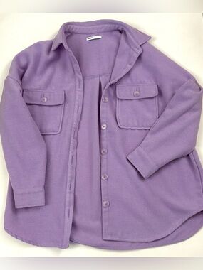 Purple Button-Front Shirt Jacket Cropp S(small)